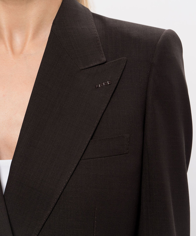 Tom Ford Коричневый двубортный жакет из шерсти GI3089FAX1804 изображение 5