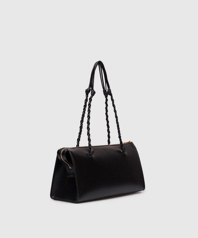 Jil Sander Черная кожаная сумка с принтом логотипа J07ZH0076P4841 изображение 3