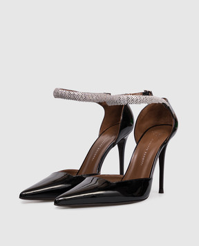 Giuseppe Zanotti Чорні шкіряні лаковані туфлі Raquel з кристалами I560012