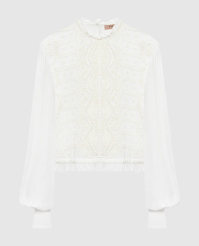 Twinset Блуза кольору айворі з вишивкою 262TP2250