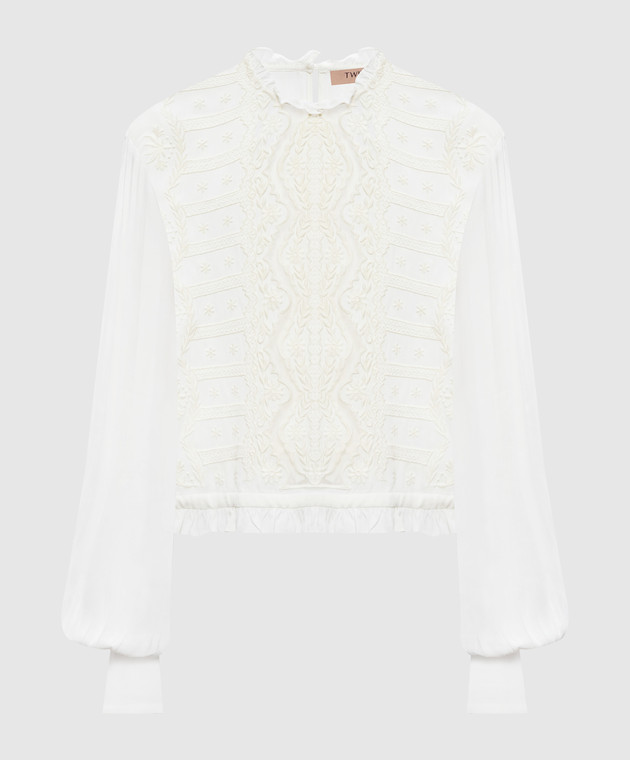 Twinset Блуза кольору айворі з вишивкою 262TP2250