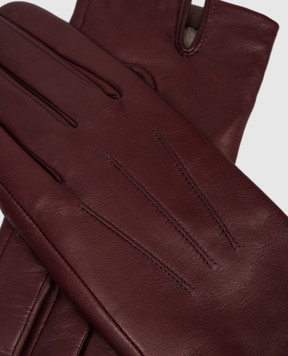 Max Mara Бордові шкіряні рукавички LEMMA