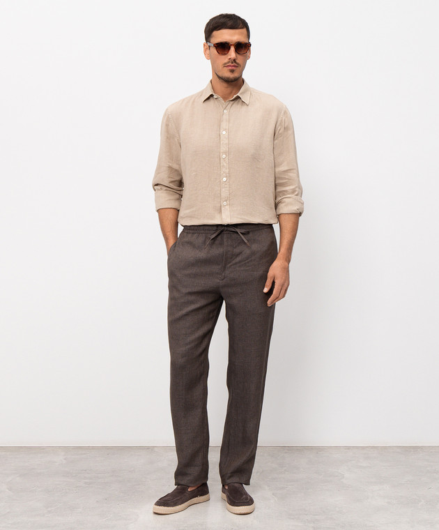 Canali Бежева сорочка з льону GM02128CSL7077 зображення 2