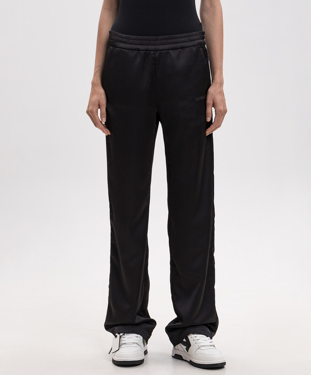 Off-White Черные спортивные брюки с кружевом 2FH00650B изображение 3