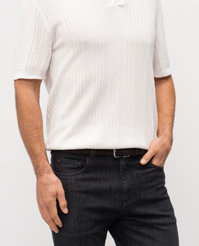 Canali Коричневый замшевый плетеный ремень KB0044050C