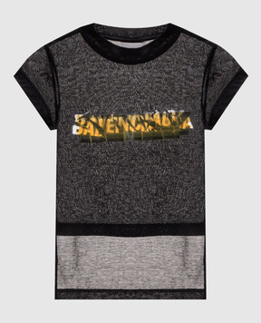 Balenciaga Черная футболка Messy Spray Chopped 871744TUVI7