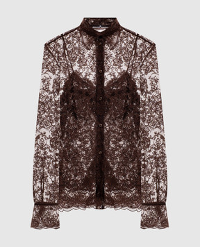 Ermanno Scervino Коричнева блуза з вишивкою D492K393CSAPEYF