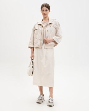 Peserico Юбка цвета айвори с цепочкой мониль P05199A01919