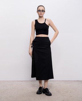 Y`S Yamamoto Чорний топ з вишивкою монограми YKT01060