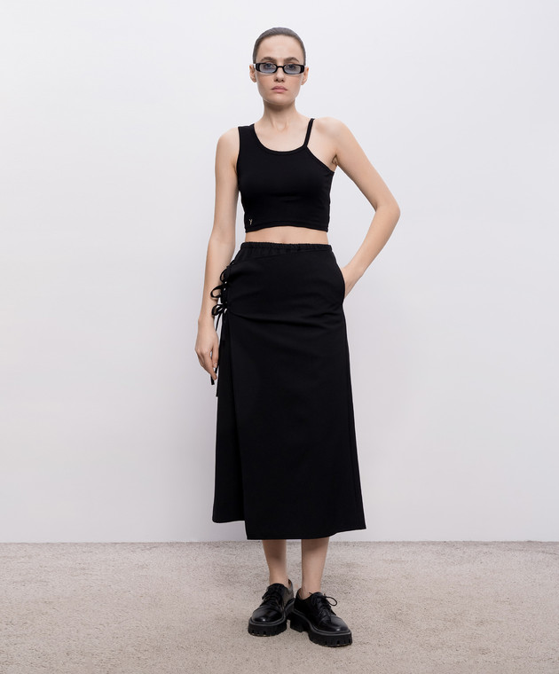 Y`S Yamamoto Черный топ с вышивкой монограммы YKT01060 изображение 2