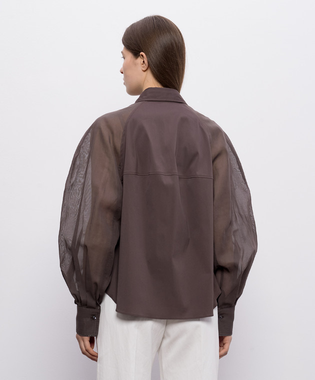 Brunello Cucinelli Коричнева блуза з ланцюжком моніль M0091MO516 зображення 4