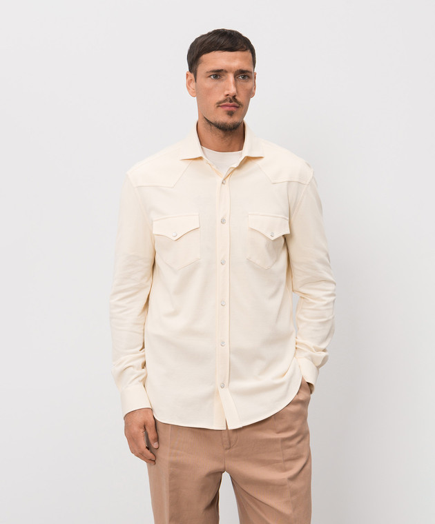 Brunello Cucinelli Бежевая рубашка ME8546666P изображение 3
