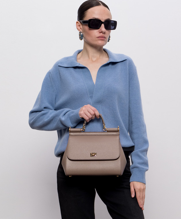 Dolce&Gabbana Бежевая кожаная сумка Sicily BB6002B1001 изображение 2