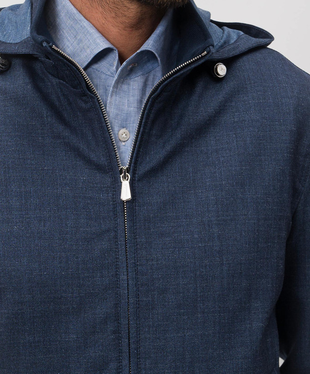 Enrico Mandelli Синяя куртка из шерсти, шелка и льна 3L515A6043 изображение 5