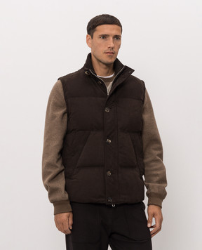 Brett Johnson Коричневий пуховий жилет з нубука FW26L1NUCAC