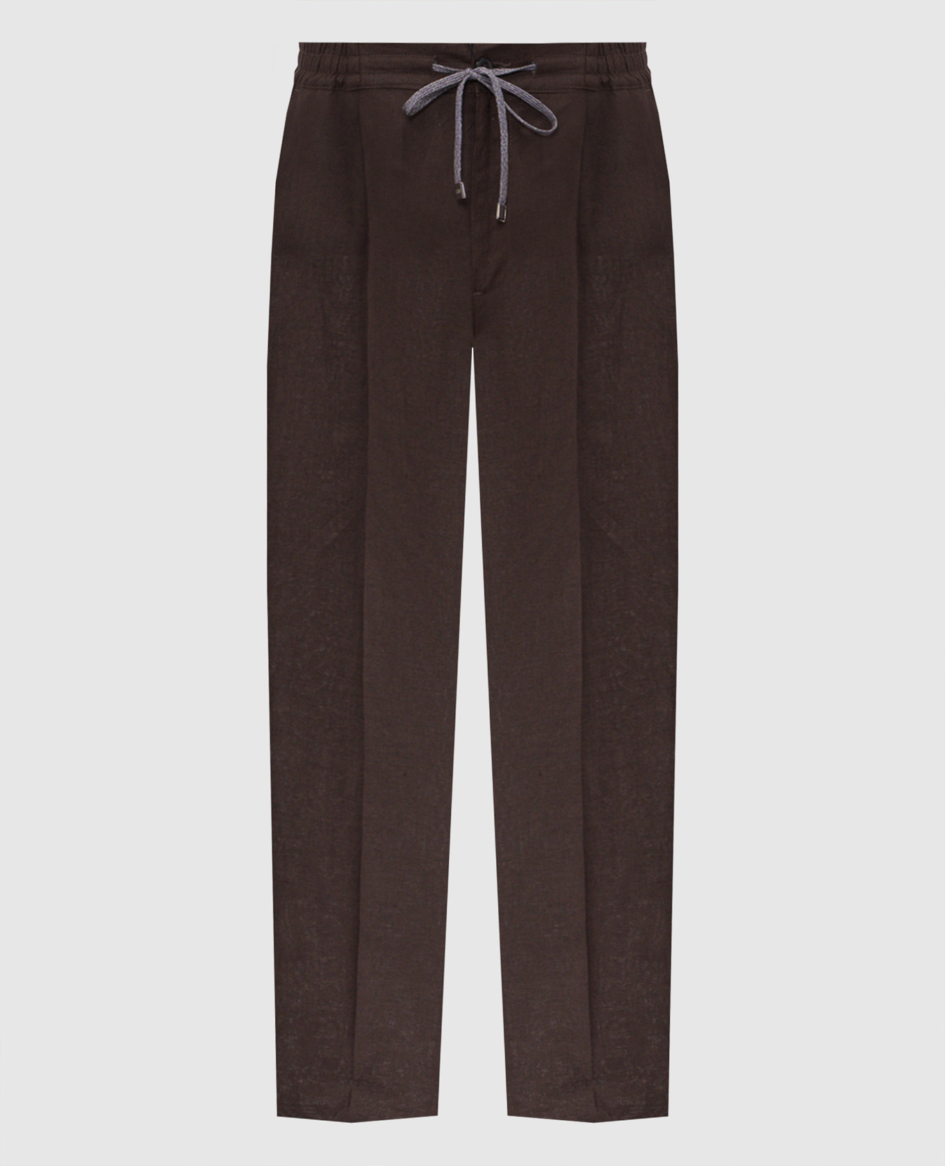 Коричневые брюки из льна
