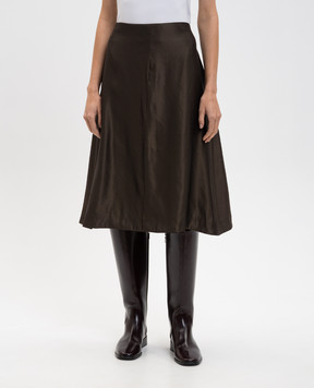 Khaite Коричневая юбка с шелком Nania 4165479