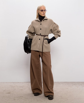 Brunello Cucinelli Коричневий кардиган з поясом M16750836