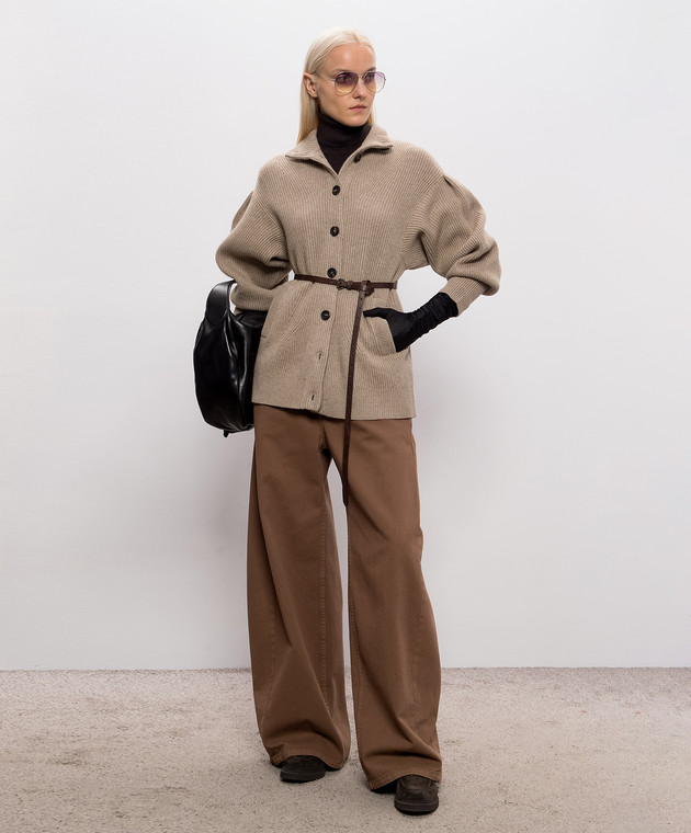 Brunello Cucinelli Коричневый кардиган с поясом M16750836 изображение 2