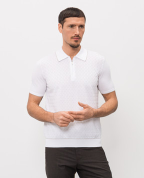 Bertolo Cashmere Біле поло із шовком у візерунок 902546002551