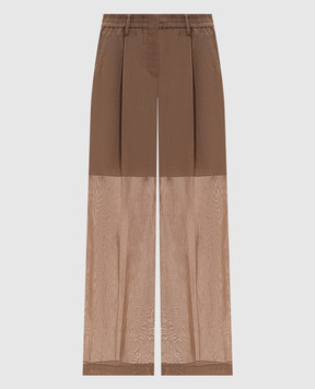 Brunello Cucinelli Коричневые брюки с цепочкой M0F91P9174