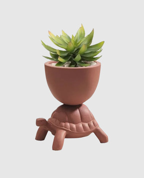 Qeeboo Коричневий керамічний горщик для рослин Turtle Carry XS 36016PLTE