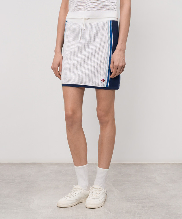 Casablanca Белая ажурная юбка с шерстью WSS26KW126401 изображение 3