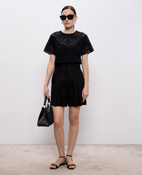 Twinset Чорна футболка з вишивкою рішельє 261TP2440