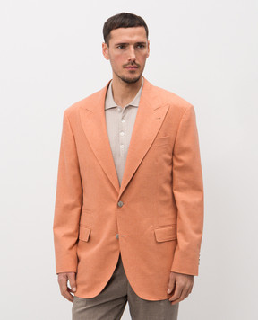 Brunello Cucinelli Оранжевый жакет с шерстью и шелком MR4998BFC8