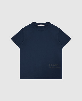 Fendi Дитяча синя футболка з принтом JUI222B1LF