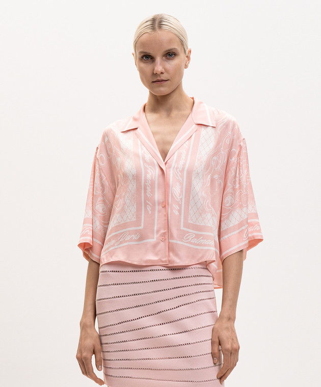 Balmain Рожева укорочена блуза Foulard HF1ALB35VJ12 зображення 2