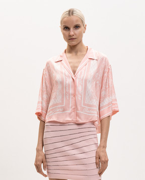 Balmain Рожева укорочена блуза Foulard HF1ALB35VJ12