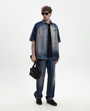 Off-White Синяя джинсовая рубашка с эффектом потертости 44MYD05US26D001