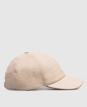 Stefano Ricci Бежева кепка з льону і вовни MCV61SB14ELW001Q