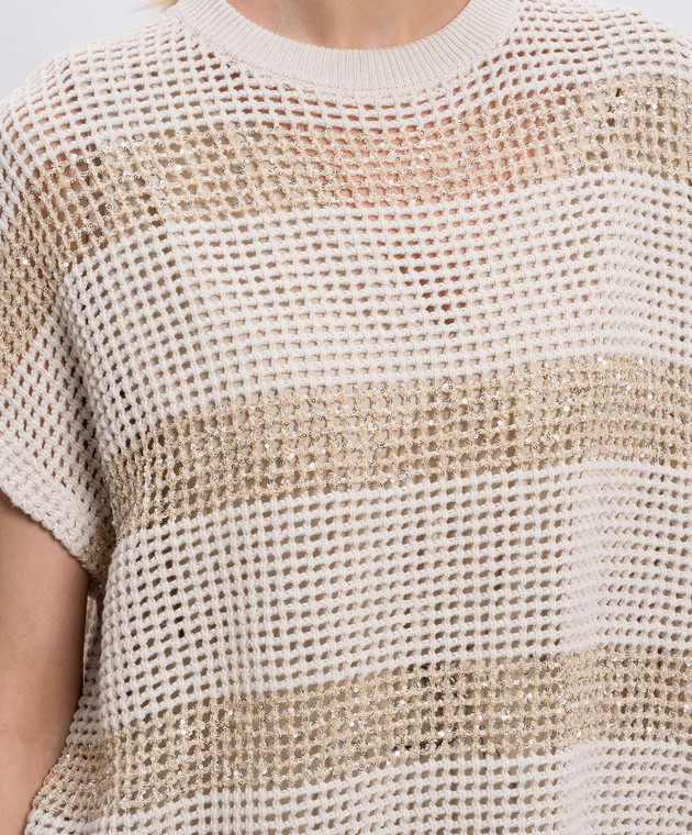 Brunello Cucinelli Жилет кольору айворі в смужку M58772820 зображення 5