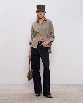 Brunello Cucinelli Коричнева сорочка з ланцюжком моніль M0091MA636