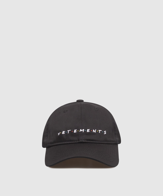 Vetements Чорна кепка з контрастною вишивкою логотипа UE54CA140Bw