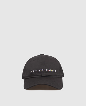Vetements Чорна кепка з контрастною вишивкою логотипа UE54CA140Bw
