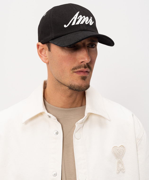 Ami Paris Черная кепка с нашивкой логотипа UCP276AW0028 изображение 2