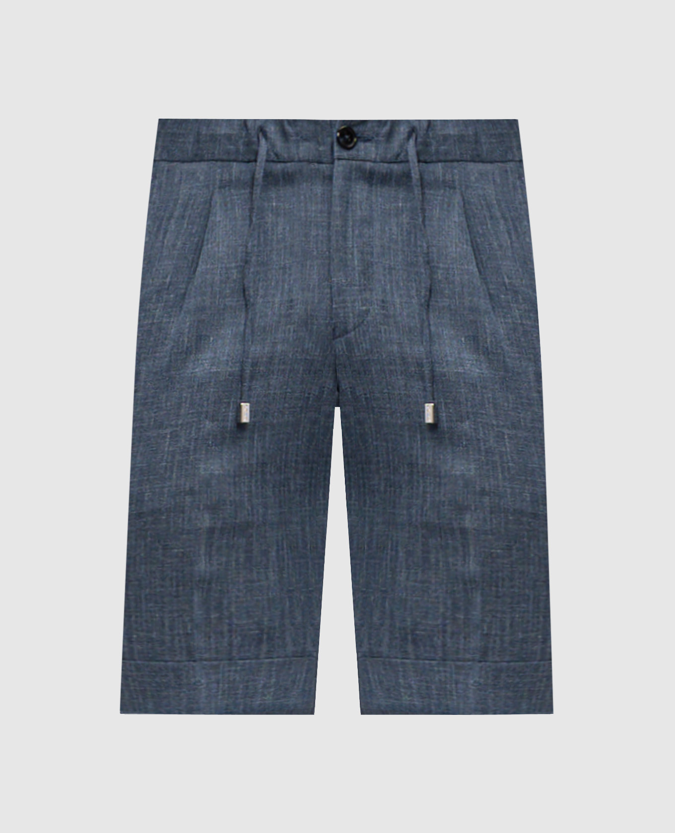 Синие шорты из шерсти, шелка и льна