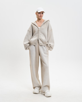 Alexander Wang Бежевые утепленные спортивные штаны с эффектом потертости UCC1264441