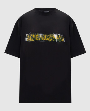 Balenciaga Черная футболка Messy Spray 764235TUVI6
