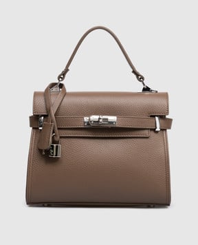 Gianni Notaro Коричневая кожаная сумка-сетчел Dollaro 099DOLLARONIKEL