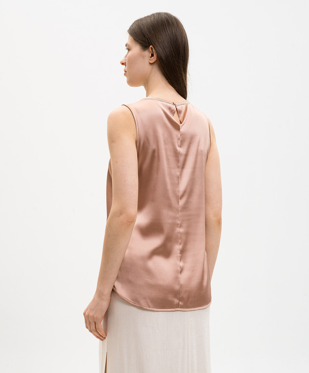 Peserico Рожевий топ із шовку з ланцюжком моніль E08893D02372 зображення 4