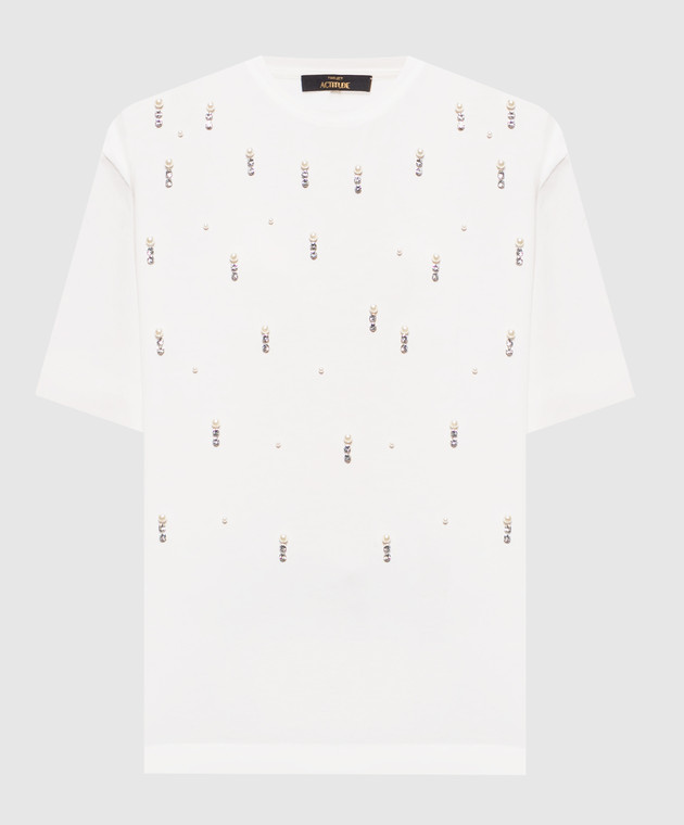 Twinset Футболка цвета айвори с кристаллами 262AT2220