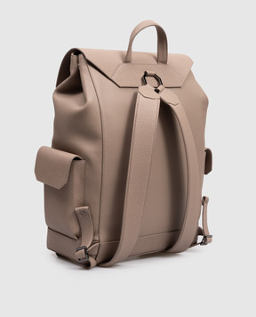 Stefano Ricci Бежевий шкіряний рюкзак з фактурним логотипом ND251G9UVDVH