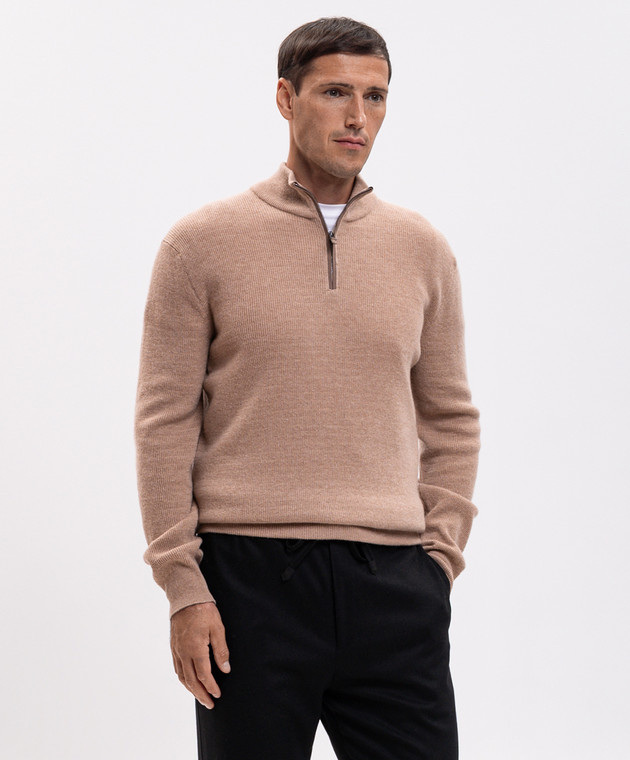 Canali Бежевый свитер из шерсти и кашемира MK02547C1216 изображение 3