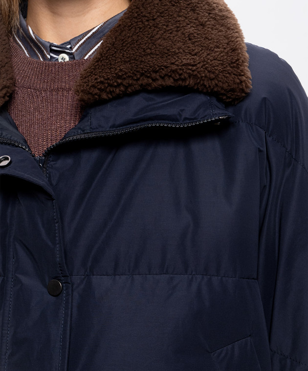 Brunello Cucinelli Синий пуховик с мехом MH5257474 изображение 5