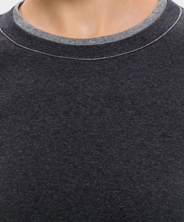 Peserico Серый лонгслив в рубчик S06969J0A5669 изображение 5