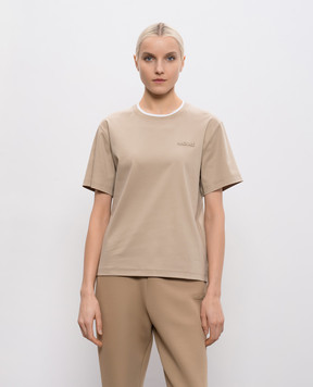 Mackage Бежева футболка з фактурним логотипом TEEWNV